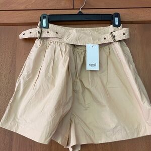 Seed Heritage Tan Bermudas with Belted High-Waist